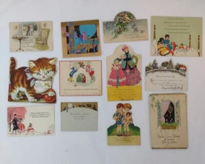 Vintage Antique Cards Christmas Birthday Get Well Lot of 12 Used Circa 1920s - Picture 1 of 11