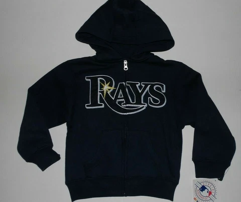 MLB Tampa Bay Rays Long Sleeve Zip Up Hoodie Hooded Sweatshirt Kids Small 4 NWT Cover