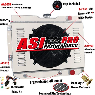 3Row Radiator Fan Shroud Relay for 59-65 Chevy Impala El Camino Bel Air Biscayne - Image 1 of 4