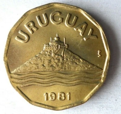 1981 URUGUAY 20 CENTESIMOS - AU/UNC - Uncommon Date Coin - Uruguay Bin 1 - Image 1 of 2