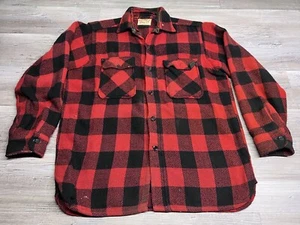 Camicia vintage anni 60 invernale King bufalo rosso plaid flanella soffiettata M/L acrilico? - Foto 1 di 12