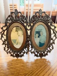MARCOS DE FOTOS OVALADOS DOBLES ESTILO VICTORIANO VINTAGE TONO DORADO ORNAMENTADO 5 3/4" X 7" - Imagen 1 de 10