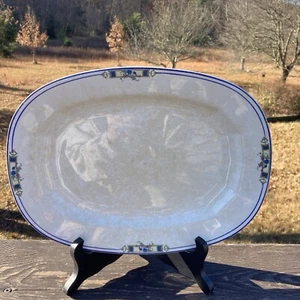 Edwin M Knowles China Co. Vitreous 13”serving Platter 24-1-2 1924 Blue Floral - Picture 1 of 8