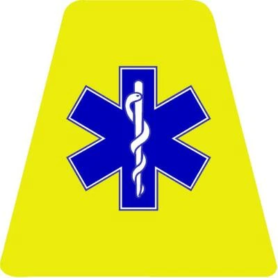 EMS Star of Life yellow HELMET TETS TETRAHEDRONS HELMET STICKER  EMT REFLECTIVE - Image 1 of 3