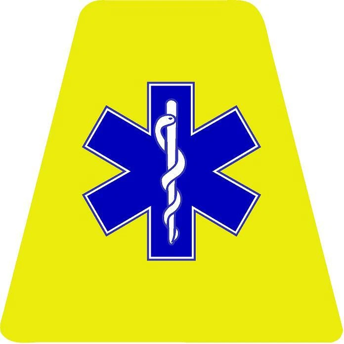 EMS Star of Life yellow HELMET TETS TETRAHEDRONS HELMET STICKER  EMT REFLECTIVE - Image 1 of 3