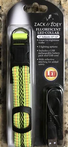 ZACK & ZOEY Fluorescent Yellow Rechargeable LED Dog Pet Reflective Collar - Picture 1 of 2