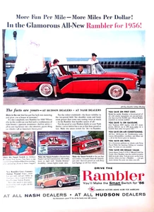 American Motors 1956 coche clásico anuncio impreso Rambler The Smart Move para 1956 11x14 - Imagen 1 de 3