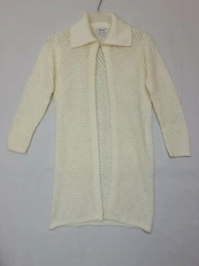 Vintage Penrose Wintuk offener Staubtuch Pullover Cardigan Damen creme Orlon Acryl Strick - Bild 1 von 7