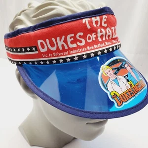 Rare! 1981 Dukes of Hazzard Visor Hat ☆ Version 1C: DARK BLUE w/Bo, Luke & Flag - Picture 1 of 8