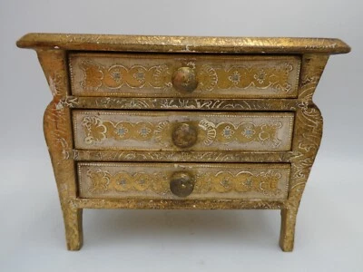 ANTIQUE STYLE FLORENTINE TRINKET JEWELLERY CHEST OF DRAWERS  CASE - image 1 of 4