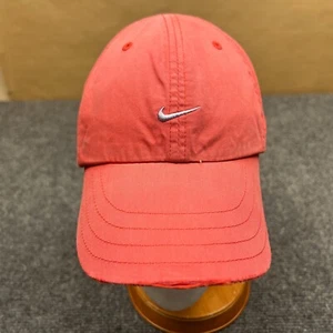 Nike Swoosh Small Logo Cap Adult Adjustable Red Distressed Athletic Hat - Picture 1 of 9