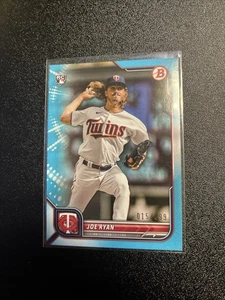 2022 Bowman Sky Blue Border /499 Joe Ryan #56 Rookie RC - Foto 1 di 1