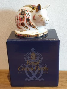 NUEVO Pisapapeles Royal Crown Derby Imari 'Piglet' en caja 1ª calidad tapón dorado - Imagen 1 de 7