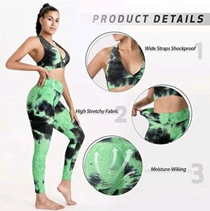 Conjunto de entrenamiento para mujer diseño cintura alta tela elástica talla XL verde  - Imagen 1 de 6