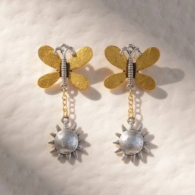 Pendientes Flor Mariposa Zara Perla Corazón Hoja Sol Baya Estrella Oro Plata Boho Foto 1 de 4