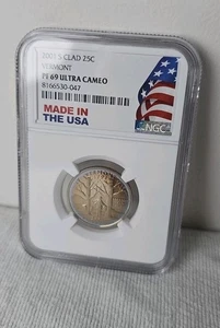 2001-S Vermont Silver Quarter NGC PF69 Ultra Cameo Rainbow Toned Made In USA - Bild 1 von 9