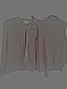 Jennifer Roberts Women's Cardigan Sweater And Tank Beaded Size S Pre~Owned - Picture 1 of 9