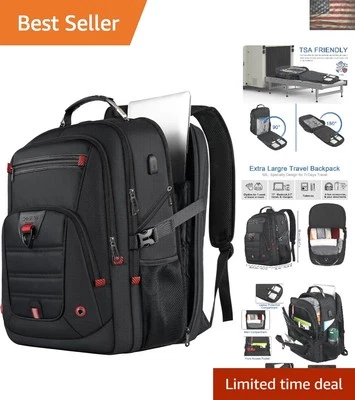 Elegante mochila negra extra grande para negocios y juegos - Se adapta a computadoras portátiles de 19" Foto 1 de 4