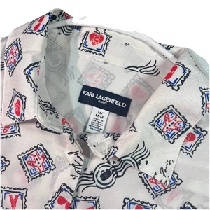 Karl Lagerfeld Paris Womens Blouse Top Button Down Long Sleeves Size M - Picture 1 of 7