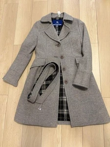 Burberry Blue Label Peacoat Gray Angora Blend With Belt Size 40 For Women - Picture 1 of 24