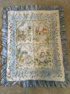VTG 1995 Classic Pooh Crib Quilt Blanket Ruffled Red Calliope Inc. USA 47"x38" - Picture 1 of 12