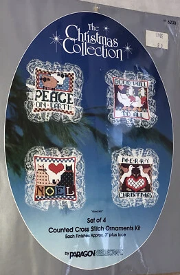 Paragon GOOD WILL Counted Cross Stitch Christmas ORNAMENTS Kit #6238 Peace Noel Foto 1 de 4