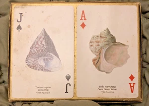 Carte da gioco vintage 1986 AQUATIQUE Ocean Seashells 2 mazzi! Conchiglie rare in scatola - Foto 1 di 8