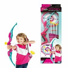 Big Size Pink Archer Bow and Arrow Set with Quiver and 3 Suction Arrows and Targ