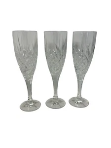 Godinger Dublin Pattern Crystal Champagne Flutes Set of 3 Lead Free - Picture 1 of 6