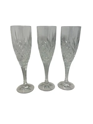 Godinger Dublin Pattern Crystal Champagne Flutes Set of 3 Lead Free - Image 1 of 4