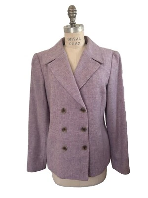 Linda Allard By Ellen Tracy Lambwool Lavander Double Breasted Blazer Women’s 4 - Image 1 of 4