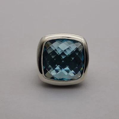 Anillo David Yurman Plata Esterlina Albión con Topacio Azul 20x20mm Talla 7 Foto 1 de 4