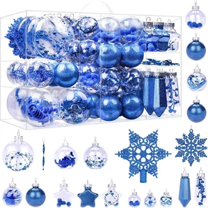 86PCS Christmas Balls Ornaments Set,Shatterproof Plastic Clear Decorative Bauble - Picture 1 of 6