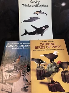 Lot Three (3) Anthony Hillman Carving Birds Of Prey,Shorebirds, Whales,Dolphins - Picture 1 of 16