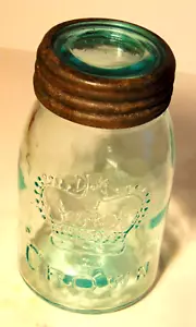 Antique Blue Crown # 2 Midget Pint fruit Jar - Picture 1 of 11