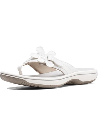 $55 Clarks donna Cloudsteppers Brinkley Flora sandali pantofole bianco 10M