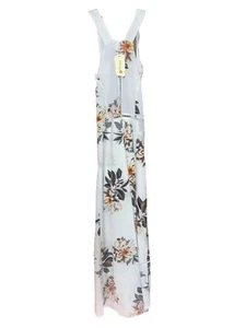 Damen weiß Blumen ärmellos Neckholder Pifjt Gewicht elegant Maxikleid Gr. Small - Bild 1 von 4