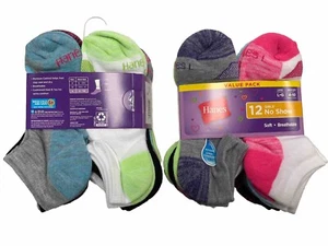 Hanes Girls Cool Comfort Mesh No Show Socks 24-Pack Soft Breathable Large 4-10 - Picture 1 of 7