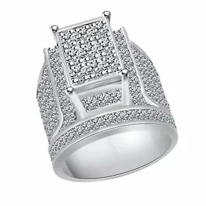 Womens Ladies 14K White Gold Plated Sterling Silver Engagement Wedding Ring Band - Picture 1 of 6