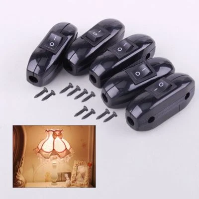 5pcs ON/OFF Table Lamp Desk Bed Light Cord In Line Rocker Switch 250V 6A Black - Image 1 of 4