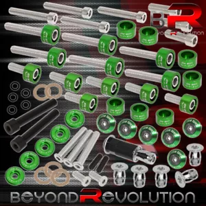 JDM For Honda D-Series Cup/Header/Cam Cap/M8 Fender/Valve Washers+Bolts Green - Picture 1 of 6