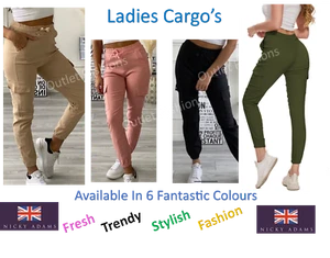 Cargo Combat Trousers Ladies Womens Girls Joggers Pocket Trousers Leggings NEW - Picture 1 of 51