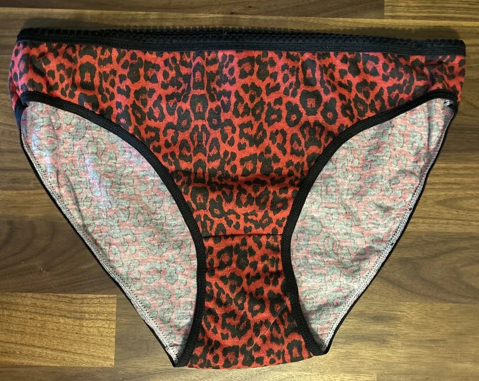 Bragas de bikini de colección 100 % algodón estampado de leopardo L grandes negras corte alto Foto 1 de 4