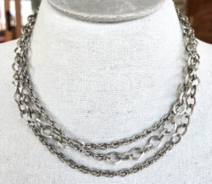 Collar de cadena vintage Accessocraft NYC de una sola hebra tono plata 53" - Imagen 1 de 6