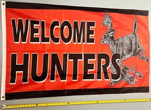 Welcome Hunters FLAG FREE USA SHIP ORBW Outdoors Redneck USA Shipping Sign 3x5' - Picture 1 of 1