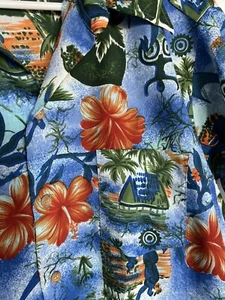 Vintage Hawaiian Shirt Palm Tree of Branford 60s 70s Mens XL Aloha Polyester USA - Picture 1 of 5