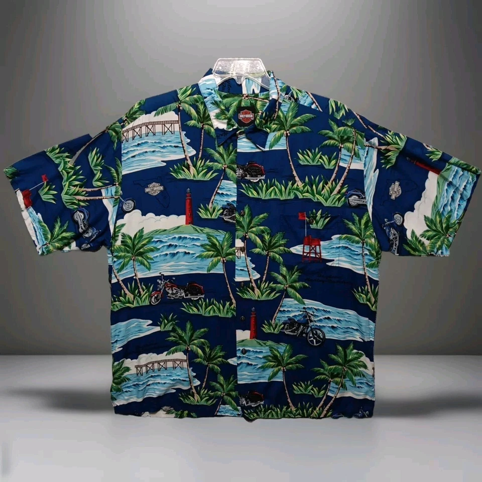 Camisa Harley Davidson Tori Richard Hawaiana Para Hombre 2XL Tropical Palms Hecha en EE. UU. Foto 1 de 4