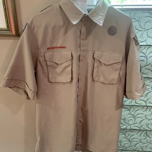 Vented Microfiber Poly Boy Scout BSA UNIFORM SHIRT Mens Large Short Sleeve L18 - Picture 1 of 8