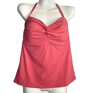 Athleta Halter Swim Tankini Top Red Womens Size 36D/DD Twist Up Underwire - Picture 1 of 10