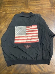 Vintage 90s GUESS USA American Flag Bomber Jacket (Large) - Bild 1 von 4